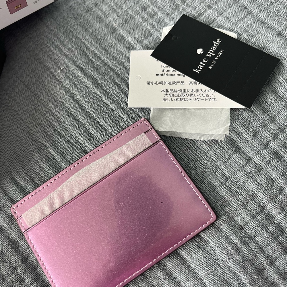 kate spade Quartz Pink Leather Card Holder - Picture 3 of 4